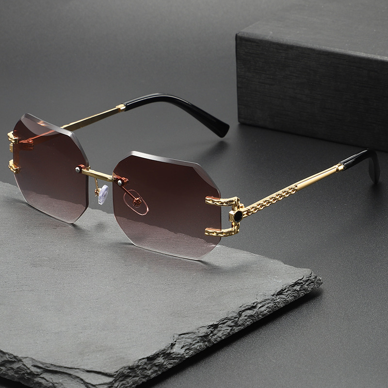 Photography Street - New small rectangular frameless sunglasses women's