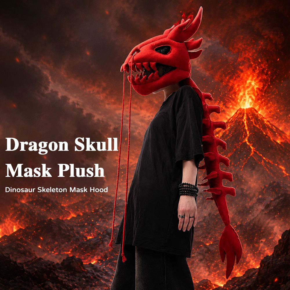Photography Street - Dragon Skull Spine Plush Hood Long
